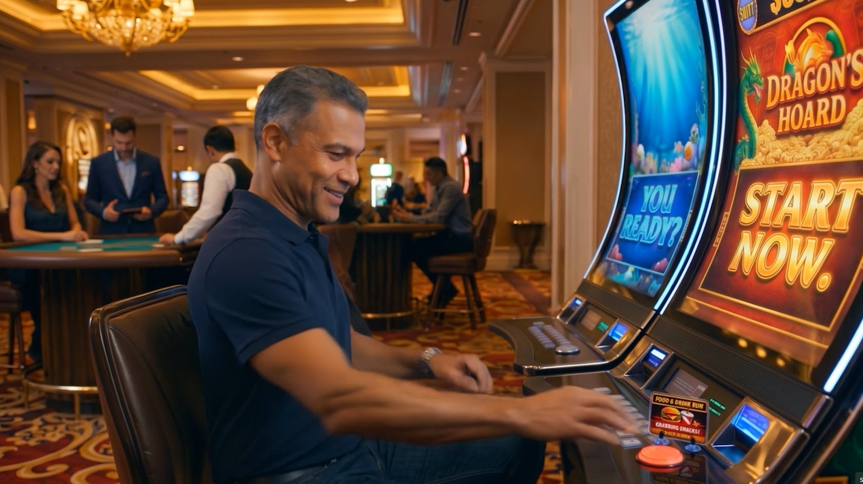Casino slot machines with colorful lights
